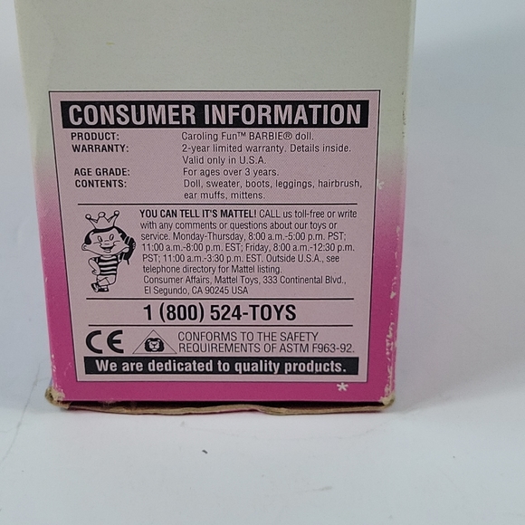 Caroling Fun Holiday Barbie Doll 1995 Christmas Mattel Special Edition 13966 New - Picture 8 of 13